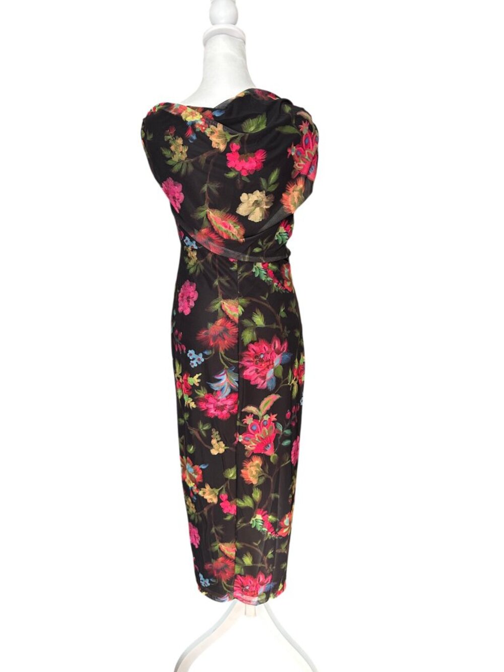 Vince Camuto Floral One-Shoulder Mesh Maxi Dress. Sz: 6 - Picture 8 of 11